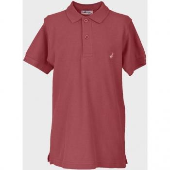 Polo de niños de manga corta con detalle bordado - color coral