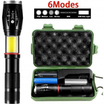 SunTop Linterna LED, Linterna de Mano Bolígrafo, P50 LED Recargable 2000Lumen Con 5 Modos de Brillo Ajustables, Zoom / IPX6 Impermeable/ 4200mAh 18650 Batería Recargable
