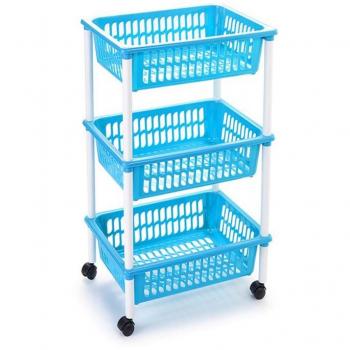 Carrito Esquinero de Plástico con 3 Alturas y Color Azul