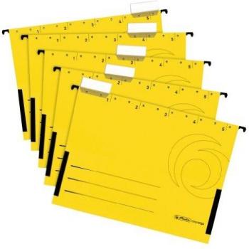 Bolsa Colgante Herlitz UniReg Easyorga DIN A4, 230g/m², Amarillo, Pack de 5
