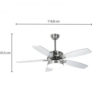 Ventilador de Techo LED Kuvio en Níquel, CCT y Silencioso, Ø 120 cm