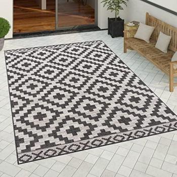 Alfombra de exterior y cocina, diseño nórdico con dibujo geométrico en rombo, tamaño 80x150 cm, color negro