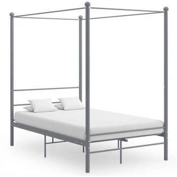 Cama con dosel de metal gris 140x200 cm