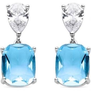 Pendientes de Plata de Ley 925 con Circonita Aguamarina y baño de rodio - Modelo Himal Luxenter