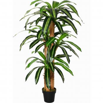 Outsunny Planta Artificial Dracaena 66 Hojas con Maceta Decorativa para Jardín Balcón Oficina Salón Ø20x160 cm Verde