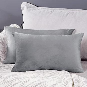 Deconovo Fundas para Cojines de Almohada del Sofá Cubierta Suave Decorativa Protector para Hogar 2 Piezas 30 x 50 cm Gris