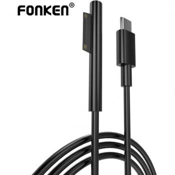 Cargador Rápido USB C para Tablets Microsoft Surface Pro 3 4 5 6 - Cable de Carga Negro