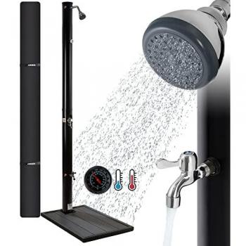 Ducha Solar Arebos 20L con Termómetro Integrado y Ducha de Pie, Incluye Elemento de Suelo y Cubierta - Ducha Jardín/Piscina