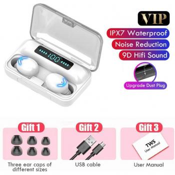 Auriculares TWS Bluetooth 5.0 Inalámbricos Estéreo 9D Deportivos Impermeables con Micrófono y Caja de Carga de 2200mAh