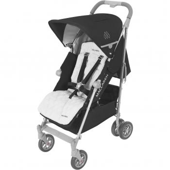 Maclaren Techno XLR Arc silla de paseo para recién nacidos de hasta 25 kg, Capota extensible y asiento reclinable, Saco de invierno para pies y un protector para lluvia incluidos, Negro/plateado