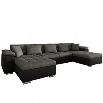Sofá rinconero Comfivo 111, Función de descanso, Soft 011, dimensiones 375 x 76 x 155 cm, cuero sintético gris