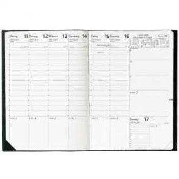 Calendario de libros QUO VADIS Prenote Impala A4 2025 con cubierta negra y papel blanco