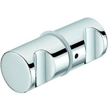 Gedotec Glas-Türgriff para Mamparas de Ducha & Puertas Corredizas - H10017 | Tirador Latón Cromo Pulido | Manija Grueso Cristal 8-12mm | 1 Par - Diseño Glastür-knopf Redondo Incl. Material