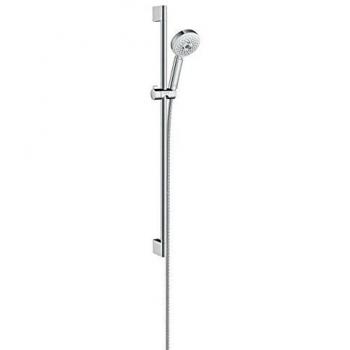Hansgrohe 26656400 Crometta 100 Multi set de ducha, 3 tipos de chorro, ahorro de agua, 0,90m, blanco/cromo