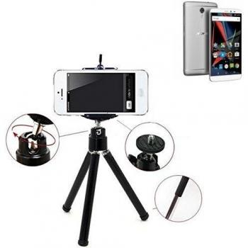 Smartphone trípode / soporte móvil / trípode como para Archos Diamond 2 Note. Trípode de aluminio / trípode con soporte para el teléfono móvil, universal para todos los teléfonos inteligentes y las cámaras comunes. De color negro. Aferrarse tríp