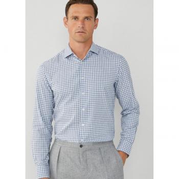 Camisa de hombre Hackett London en Tencel con estampado de cuadros azul marino