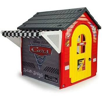 INJUSA - Casa de Juguete Garaje Rayo Mcqueen de Cars con Licencia Oficial Disney Recomendada para Niños +3 Años con Persiana de Tela y Toldo Enrollables 2 Puertas de Acceso y 1 Ventana