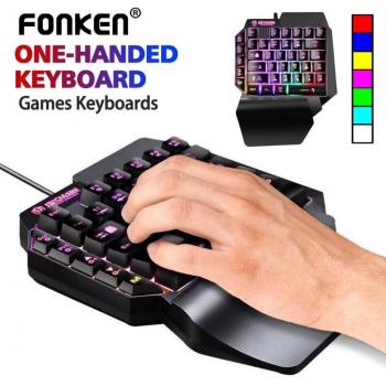 Teclado mecánico FONKEN RGB portátil mini para juegos y controlador de mano izquierda PS4 Xbox negro