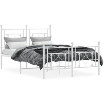 Estructura cama metal con cabecero y estribo blanco 120x190 cm