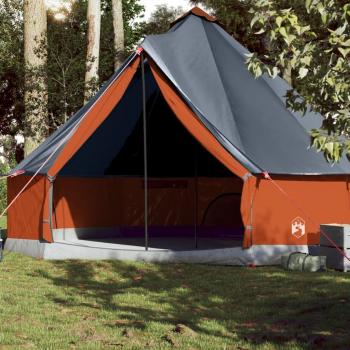 Tienda familiar tipi 10 personas impermeable gris y naranja