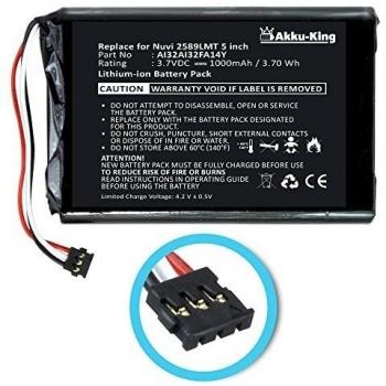 Akku-King batería para Garmin Nuvi 2589LMT, 2539LM, 2559LM, 2599LMT, 2599LMTHD - como AI32AI32FA14Y - Li-Ion 1000mAh