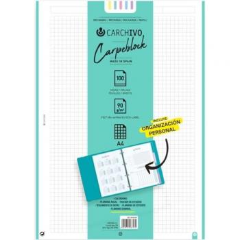 Recambio A4 100 hojas 90g con bonus bandas de colores