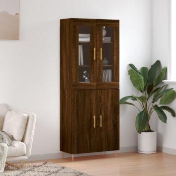 Aparador Alto de Madera Contrachapada Marrón Roble 69,5x34x180 cm