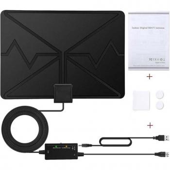 Antena Digital HDTV Interior Canal Libre 60 Millas 4K 1080P con Amplificador de Señal