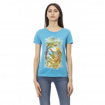 Trussardi Action Light Blue Cotton Top & T-Shirt - M, Female, Short Sleeves