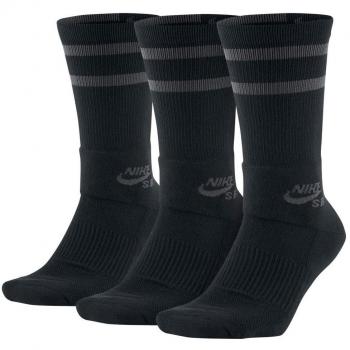 NIKE SB 3PPK Crew Socks - Calcetines, Unisex Adulto, Negro