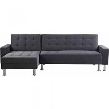 habitatetjardin Sofá esquinero Convertible y Reversible Theo - 4 plazas - Gris