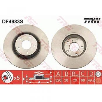 Disco de freno TRW DF4983S, frente, ventilado, 1 pieza
