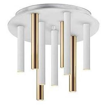 Plafón Varas Oro/Blanco 9L - Plafón de techo con diseño moderno, acabado en oro y blanco, cuenta con 9 luces para una iluminación eficiente y decorativa, ideal para espacios contemporáneos