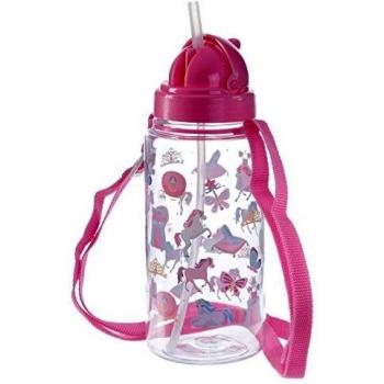 Botella Infantil Reutilizable Unicornio Arcoíris 450ml con Pajita y Cuerda - Puckator