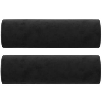 Almohadas Decorativas de Terciopelo Negro Ø 15x50 cm - Set de 2 Cojines para Sofá, Silla, Sala de Estar, Dormitorio y Hogar Interior