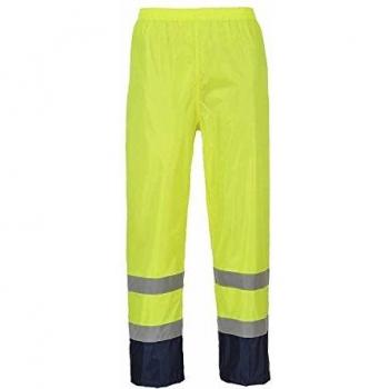 Pantalones de Lluvia Alta Visibilidad Clásicos Contrastados Amarillo/Navy 3XL con Cintas Reflectantes Portwest