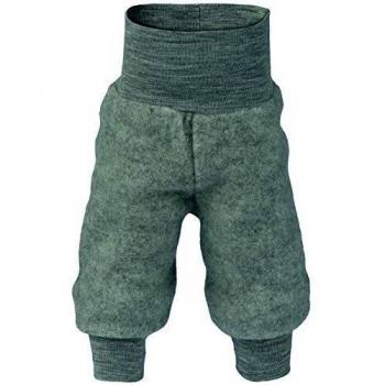 Pantalón bebé de forro polar en lana merino orgánica, lavable a máquina, color gris claro melange, talla 74/80