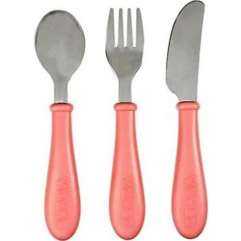 Cubiertos de aprendizaje Béaba Rosa Acero Inoxidable 3 Piezas