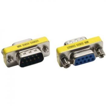 Conector Mini Gender Changer D-SUB 9 Pines Macho a Hembra, Adaptador de Datos y Video, Amarillo