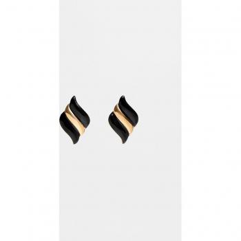 Stradivarius Black Enamelled Earrings OS