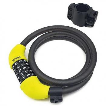 Candado de Seguridad Urbano con Combinación y Cable Trenzado de Acero ø12x1200 mm, Soporte Incluido, Antirrobo Universal para Bicicletas, Motos y Patinetes