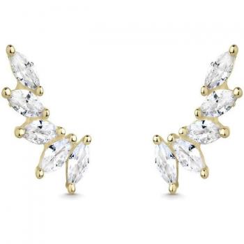Pendientes de plata bañada en oro con circonitas blancas ovaladas Itemporality SEA-201-344-UU