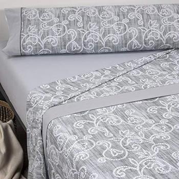 Mora - Juego de sábanas 100% Algodón G61. Cama 150 cm. Gris