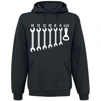 Schlüssel Öffner Llaves Fijas Hombre Sudadera con Capucha Negro XXL, 50% algodón, 50% poliéster, Regular