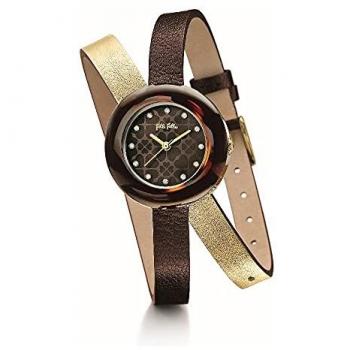 Folli Follie Reloj Mujer Análogo Cuarzo con Correa de Cuero WF14P011SSB, Diámetro 34mm, Correa de cuero, Diseño elegante