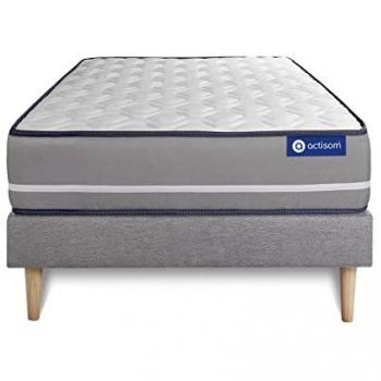Somier gris Actisom + Colchón viscoelástico 120 x 190 cm con 3 zonas de confort