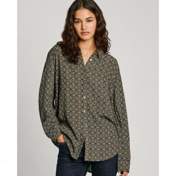 Pepe Jeans Women's Long Sleeve Floral Print Shirt - Salomy Leaf Green XS