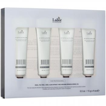 LA'DOR Scalp Scaling Spa Hair Treatment 15g x 4 - Exfoliating Ampoules con ingredientes activos para el control de sebo, acondicionador capilar suavizante, promueve un cuero cabelludo saludable sin cas