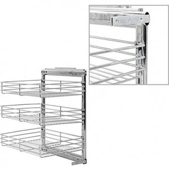 vidaXL 3-Tier Pull-out Kitchen Wire Basket Silver 47x35x56 cm