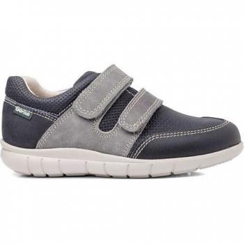 Gorila - Zapatillas de piel de niño en color azul marino con doble cierre adherente y zapatos para el colegio estilo clásico, planos y zapatillas para niña